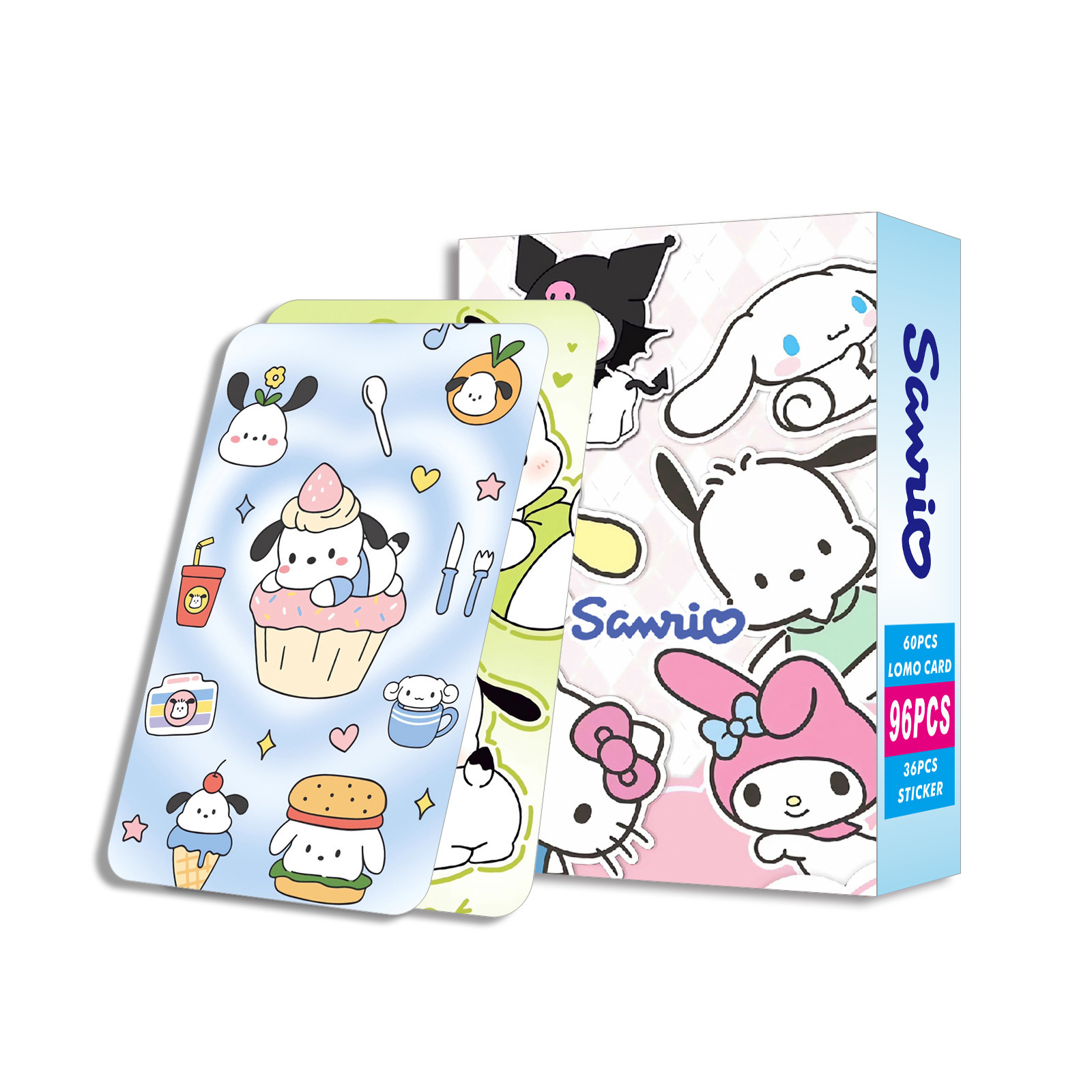 96pc/bag Hello Cat Custom Playing Card with Box Double Side HD Printing Lomo Card Anime  Kuromi Collection Postcard Cute Sticker