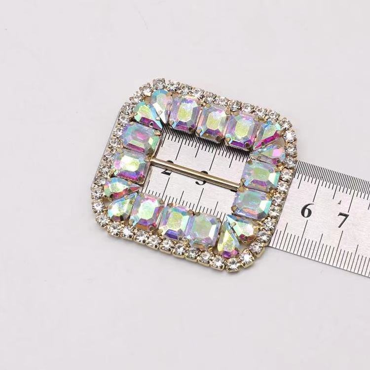 Shiny Shoes Decoration, Rectangular Rhinestone Crystal Buckle Rhinestone Belt Buckle