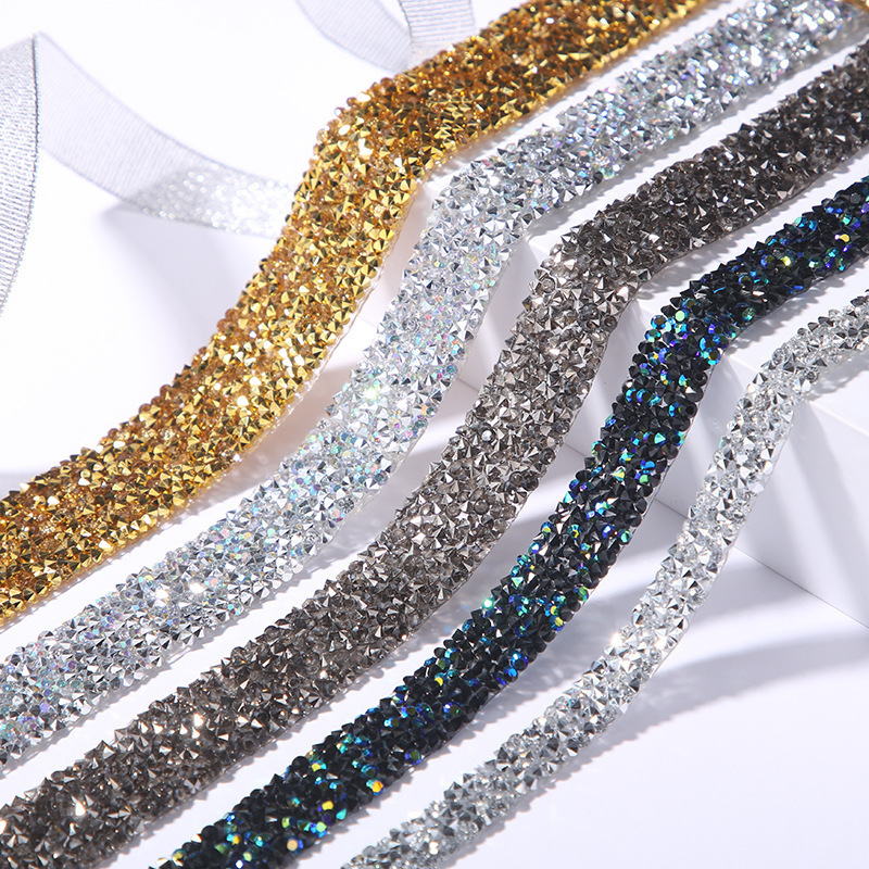 Hot Sell Resin Crystal Rhinestone Ribbon Jewel Strips DIY Decoration Sticker Rhinestone Trim