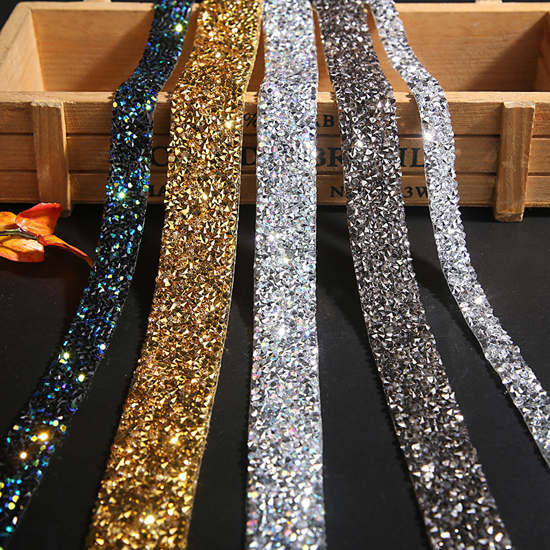 Hot Sell Resin Crystal Rhinestone Ribbon Jewel Strips DIY Decoration Sticker Rhinestone Trim