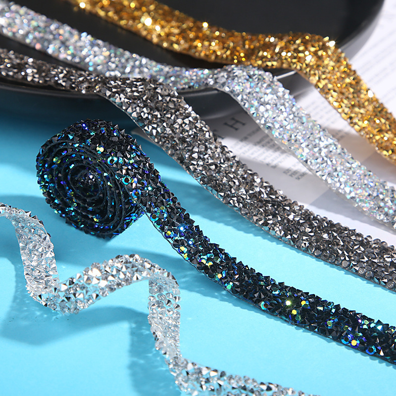 Hot Sell Resin Crystal Rhinestone Ribbon Jewel Strips DIY Decoration Sticker Rhinestone Trim