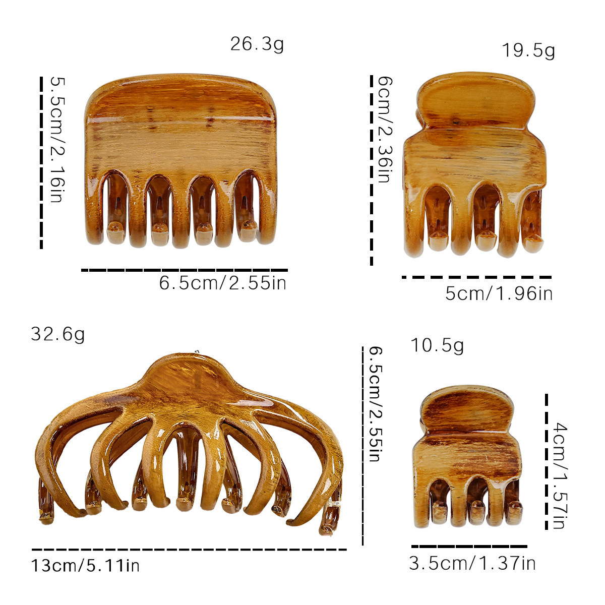 BSCI Factory YHJ French Wood Grain Large Hair Claw Clips For Thick Hair Light Luxury Women Plastic Resin Claw Clips Hair Claw