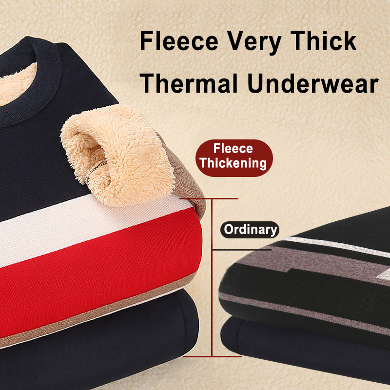 Wholesale Autumn Winter Mens 2 Pcs Fleece Very Thick Thermal Underwear Traceless Slim thermal Clothing Sets Long Johns Keep Warm