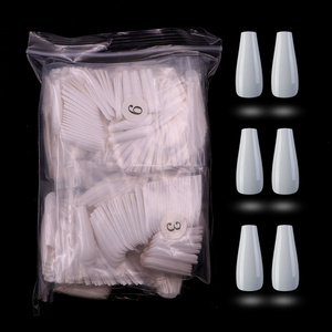 2021 High Quality  500pcs/Box Long Coffin Press On Nails With Colorful Nails Artificial Fingernails Coffin Nail Tips