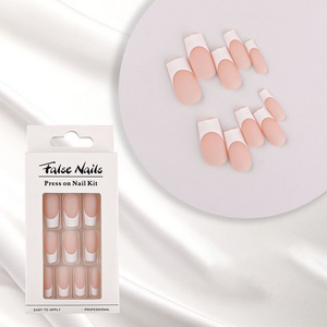 Full Cover 24PCS/Box Abs Black White Edge French Style Classic Ballerina Nude Pink Short Long False Nails for Finger Toe Nail