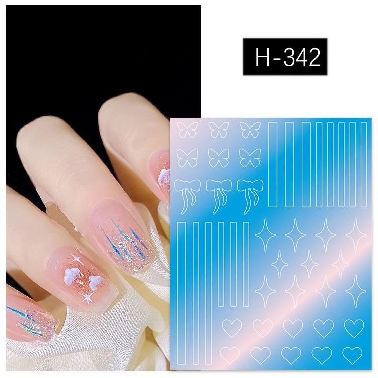 Cute Hollow Love Shiny Star Moon Cloud Shape Macaron Style Colorful Cute Shape 3D Nail Sticker Decals for Nail Salon