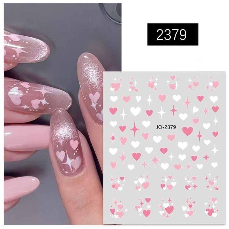 Cute Hollow Love Shiny Star Moon Cloud Shape Macaron Style Colorful Cute Shape 3D Nail Sticker Decals for Nail Salon