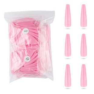 2021 High Quality  500pcs/Box Long Coffin Press On Nails With Colorful Nails Artificial Fingernails Coffin Nail Tips