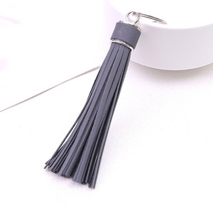 Factory main product pu luminous reflective leather keychain tassel fashion personality keychain