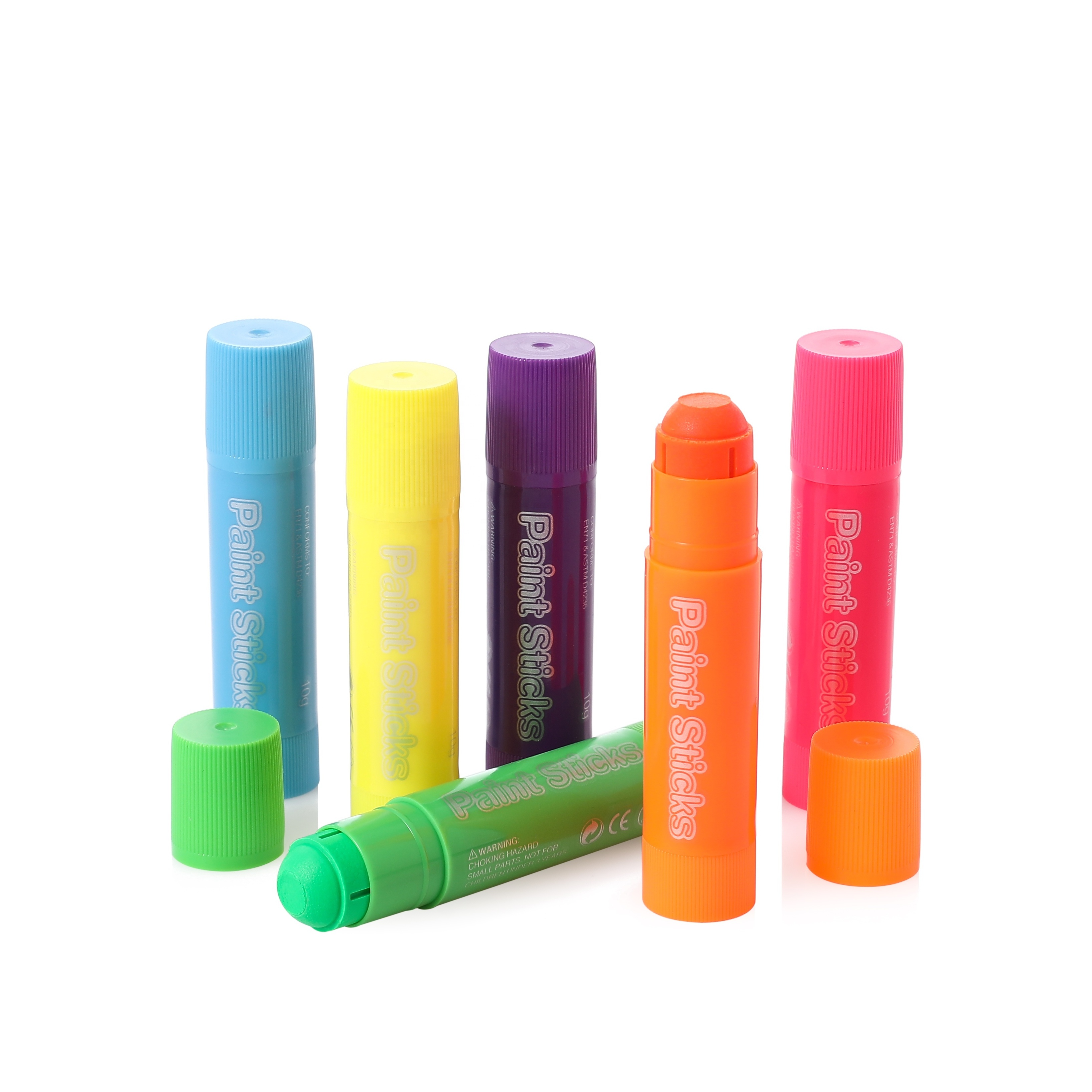 MeiduGaga 6 neon colors quick fast dry mess free no dirty solid tempera paint sticks wax crayon neon crayon set for kids