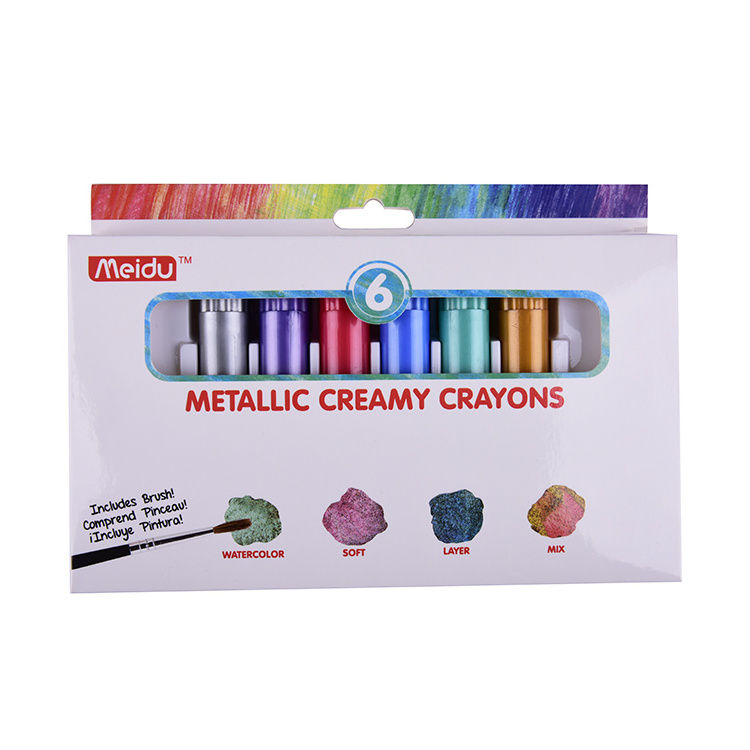 Wholesale  factory price high quality 6 colors washable metallic creamy crayons