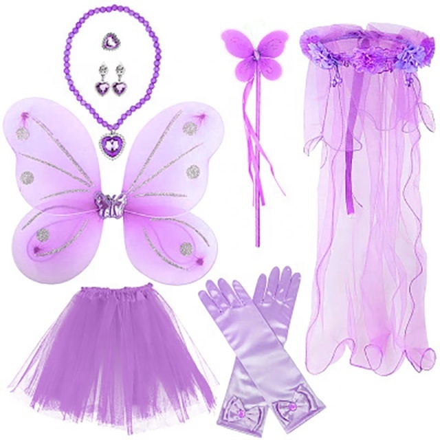 Children's dress up suit butterfly wings Mesh skirt Fairy stick girls party dresses Princess costume