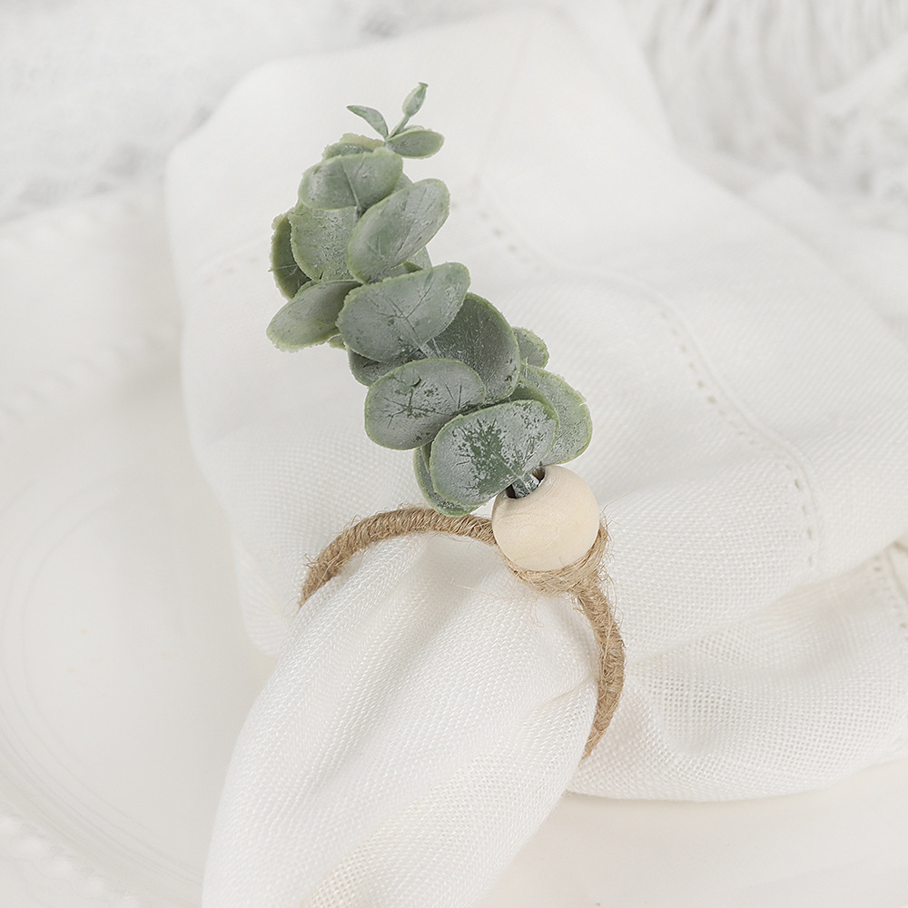 Thanksgiving Eucalyptus Leaf Napkin Ring Hotel Western Restaurant Banquet Set Simulation Leaf Napkin Buckle