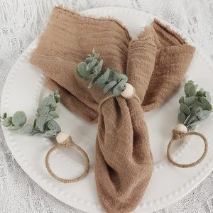 Thanksgiving Eucalyptus Leaf Napkin Ring Hotel Western Restaurant Banquet Set Simulation Leaf Napkin Buckle