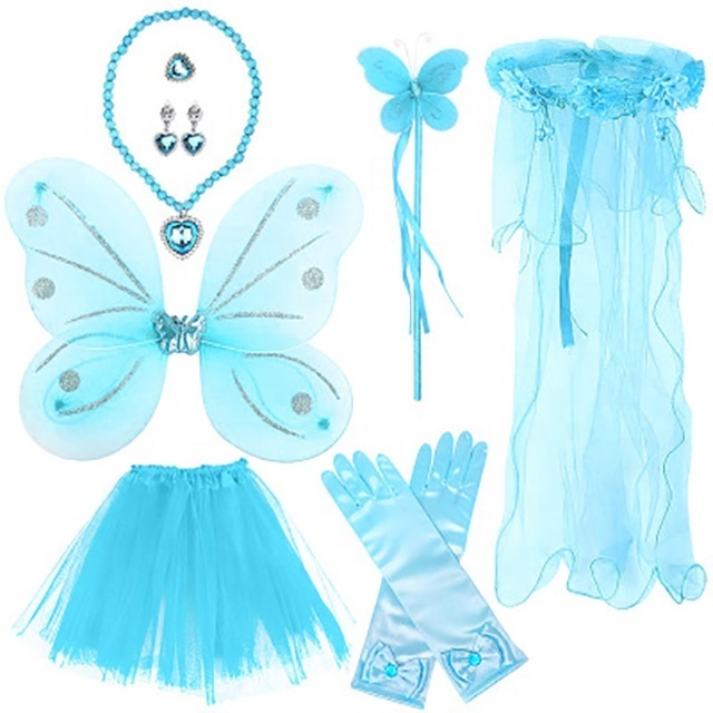 Children's dress up suit butterfly wings Mesh skirt Fairy stick girls party dresses Princess costume