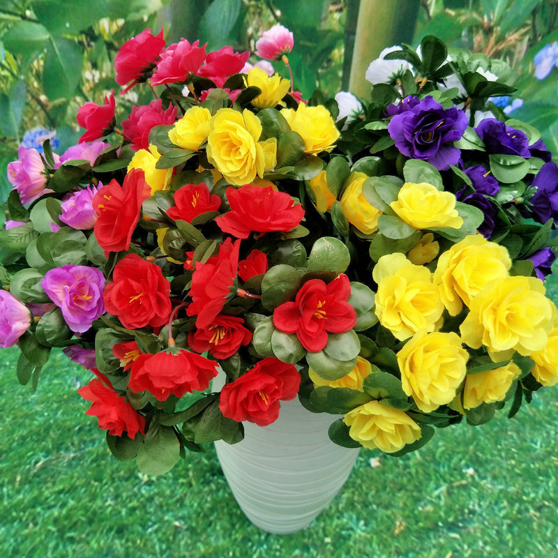 21 heads artificial azaleas flowers home decoration flowers for indoor and outdoor wedding plastic flower