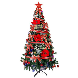 Large outdoor shopping mall at home 8ft christmas tree set burlap wire edge ribbon bows for christmas tree big christmas tree