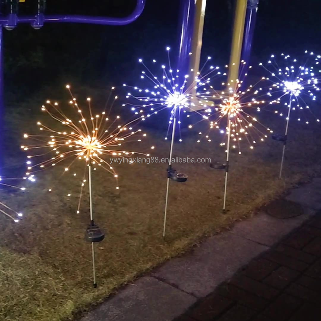 LED Solar Fireworks Light Outdoor Waterproof Starry Dandelion Copper Wire Colored Light Christmas Decorations Lawn Courtyard