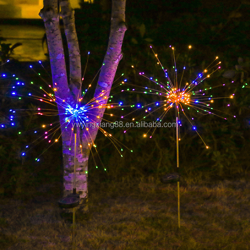 LED Solar Fireworks Light Outdoor Waterproof Starry Dandelion Copper Wire Colored Light Christmas Decorations Lawn Courtyard