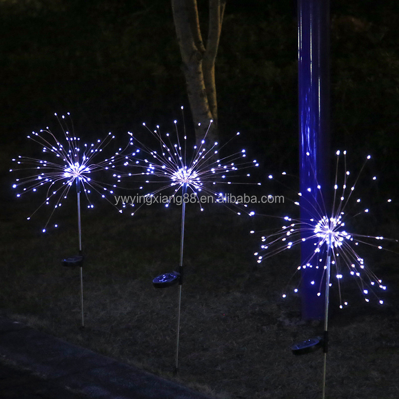 LED Solar Fireworks Light Outdoor Waterproof Starry Dandelion Copper Wire Colored Light Christmas Decorations Lawn Courtyard