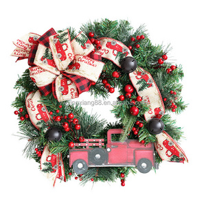 Christmas Pine Needle Wreath Festive Plastic Car Wreath for Doorstep Decoration Enhancing the Holiday Atmosphere