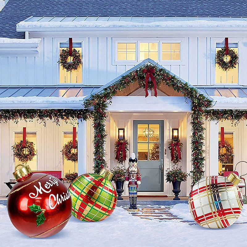 commercial big shiny inflatable balls christmas Printed pvc outdoor christmas decorations large giant inflatable christmas balls