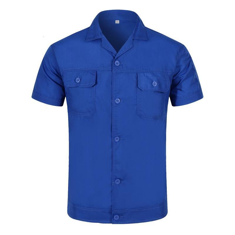 Wholesales Cotton Out Work Clothes For Men Uniform Auto Repair Welding Suits Short Sleeve Labor Jacket Safety Workwear Custom