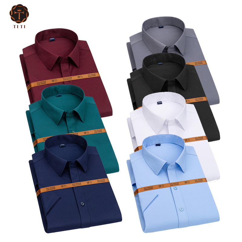 Custom Mens Non Iron Dress Shirts Wrinkle Free Short Sleeve Button Up Shirts Business Casual Button Down Shirt