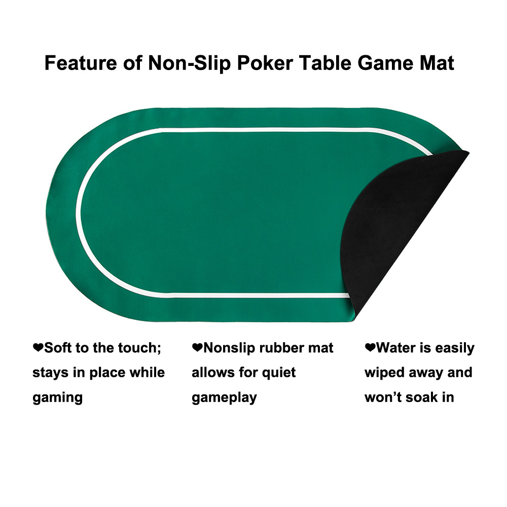 Non-Slip Poker Table Game Mat Card Game Rubber Mat with Black Carrying Case Table Cover