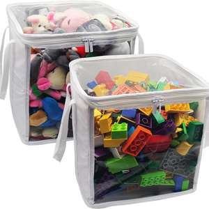 Cube Storage Bins Capacity PVC Boxes Transparent Lid with Handles Toy Clothes Blocks Organizer for Kids