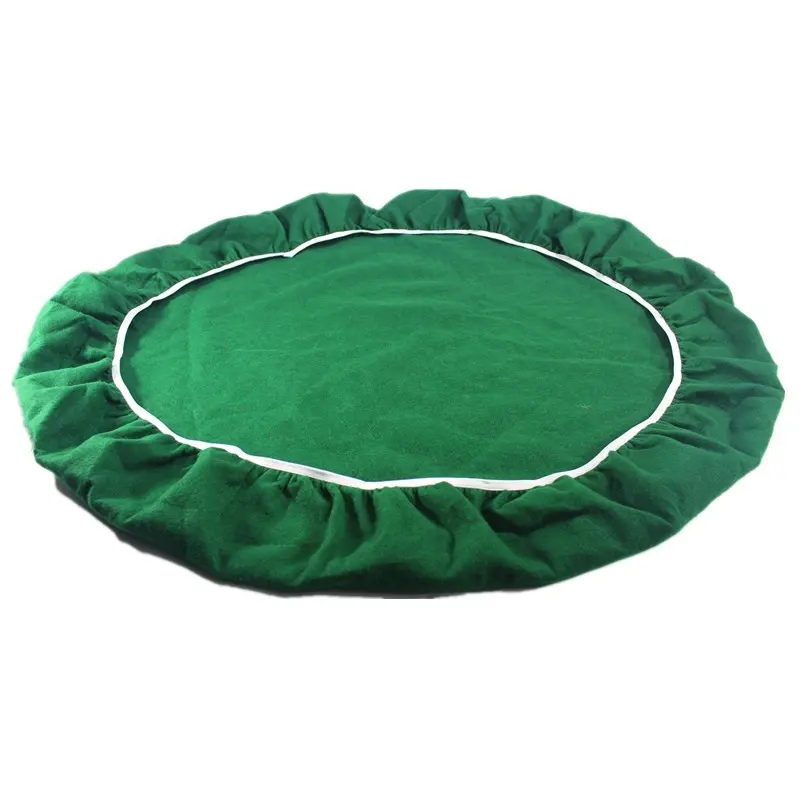 Fits 36 Inch To 48 Inch Round Table Elastic Edge Solid Green Felt Table Cover for Poker Puzzles Board Games