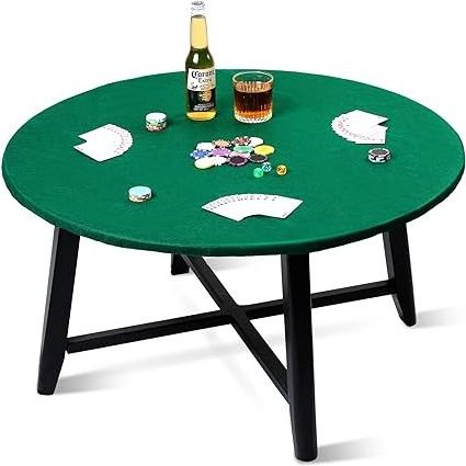 Custom Felt Card Game Tablecover Round Tablecloth Poker Table Cover Elastic Game Table Topper Mat