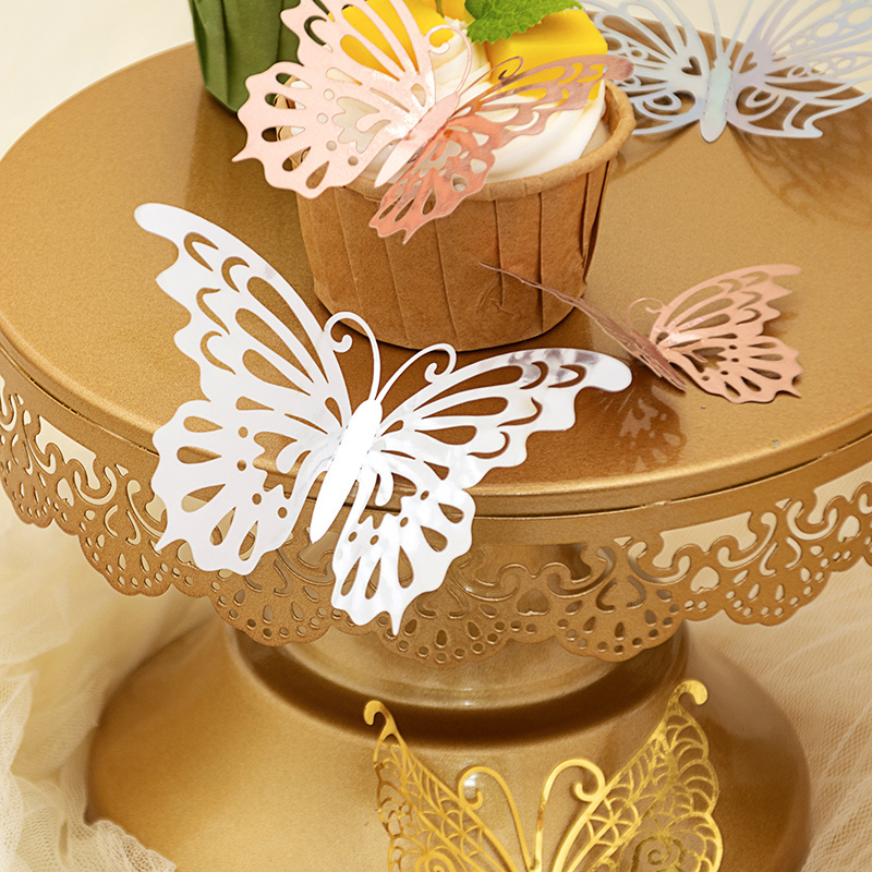 12pcs 3D Cake Butterfly Wall Decorations gold butterfly for wedding sticker