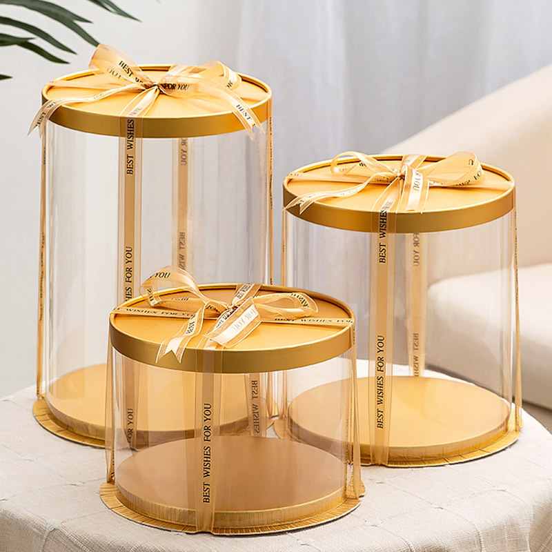 Wholesale Tall Transparent plastic clear cake packaging box square wedding pop bakery cake box