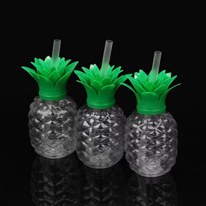 plastic yard cup pineapple shape 500ml 16oz LED light cup -luminous Reusable Party cup