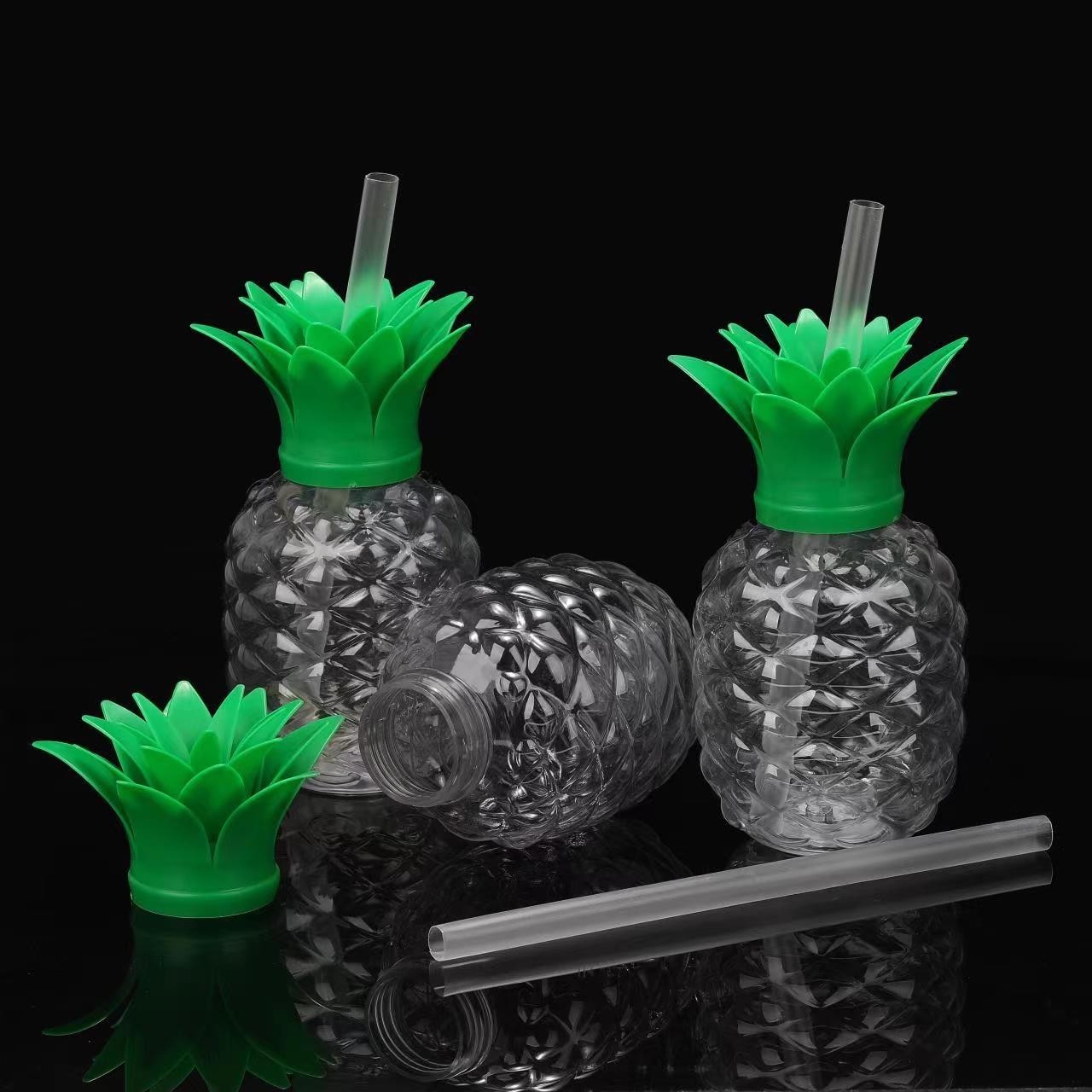 plastic yard cup pineapple shape 500ml 16oz LED light cup -luminous Reusable Party cup