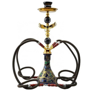 Arab Eagle Shape Glass Metal Ceramic Hookah Set Narguile Completo 4 Hoses Bar Shisha Set Water Pipe Cachimba Nargile Sheesha