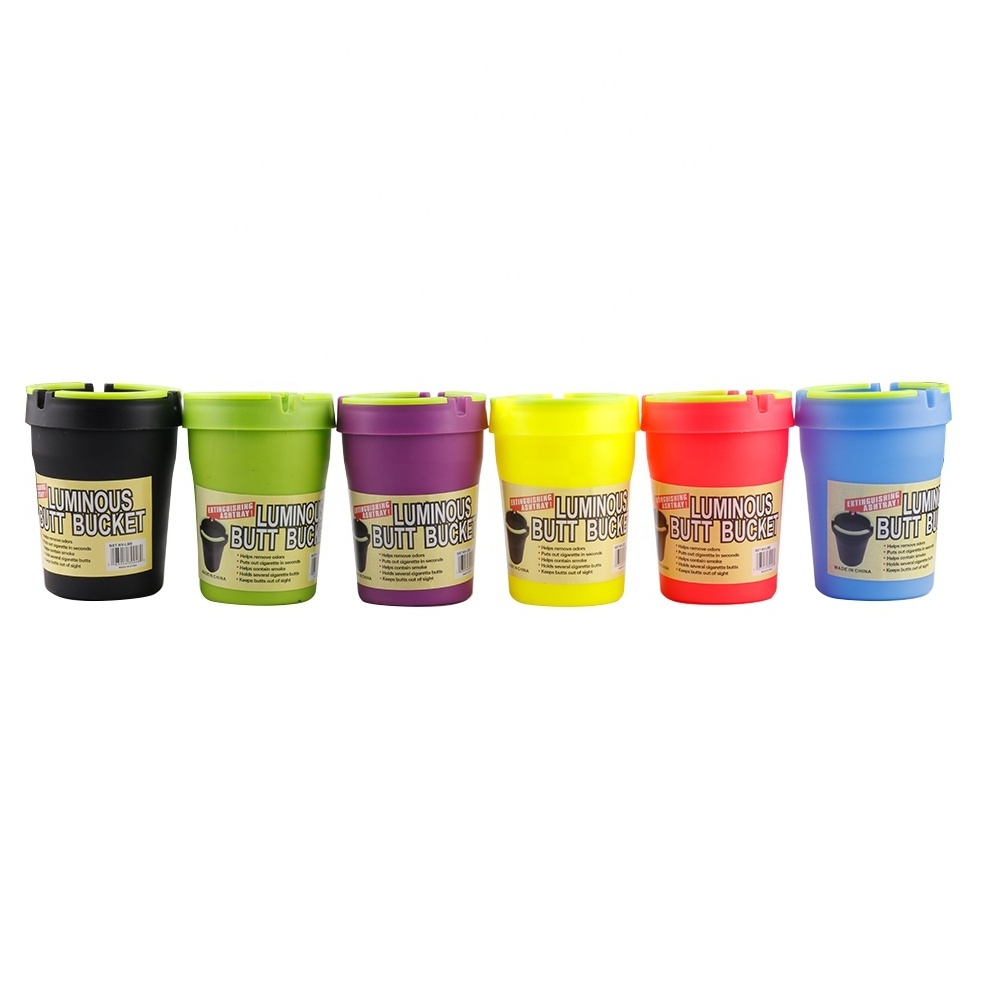 Hot Selling Light Fluorescence Cheap Plastic Ashtray Butt Bucket Luminous Cool Car Plastic Cigar cup ashtray Wholesale