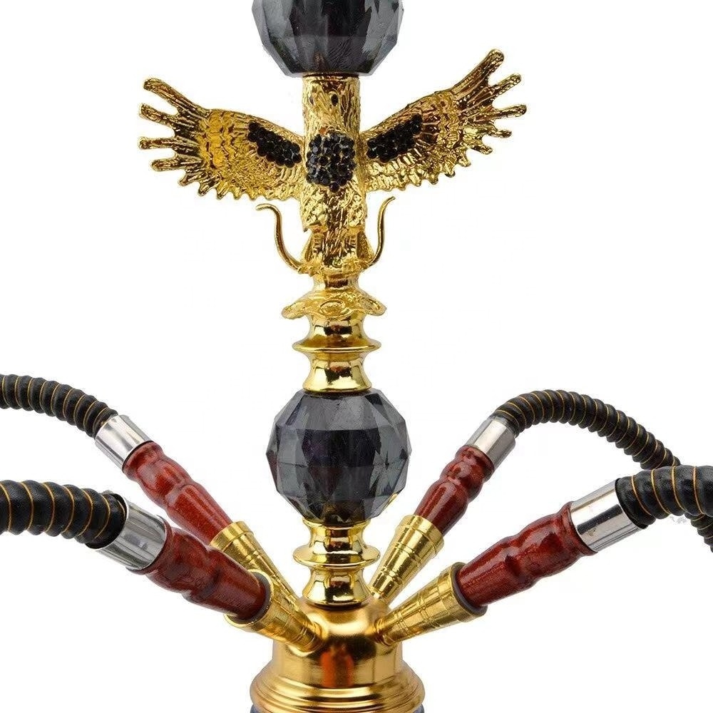 Arab Eagle Shape Glass Metal Ceramic Hookah Set Narguile Completo 4 Hoses Bar Shisha Set Water Pipe Cachimba Nargile Sheesha