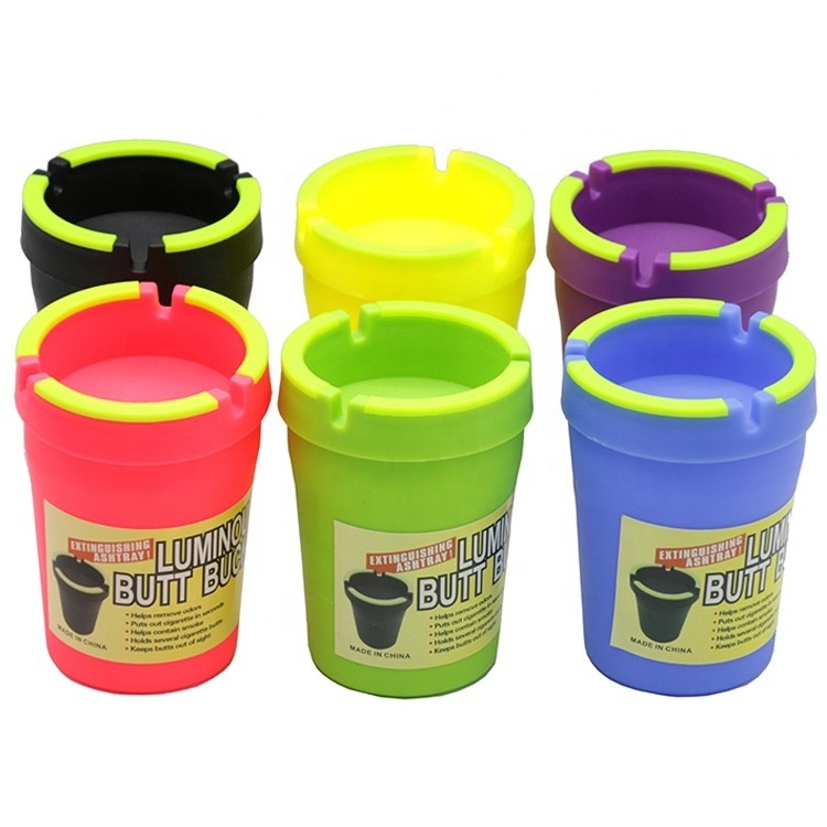 Hot Selling Light Fluorescence Cheap Plastic Ashtray Butt Bucket Luminous Cool Car Plastic Cigar cup ashtray Wholesale