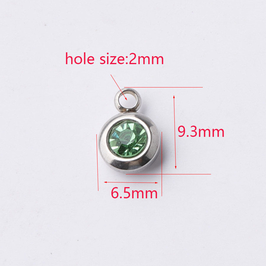 Wholesale Diy Stainless Steel Colour Crystal Month Birthstone Charms for Jewelry Making