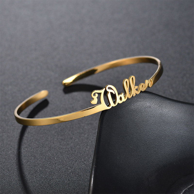 New Innovation 18K Gold Plated Stainless Steel Custom Cuff Bangle Bracelet for Women Girls