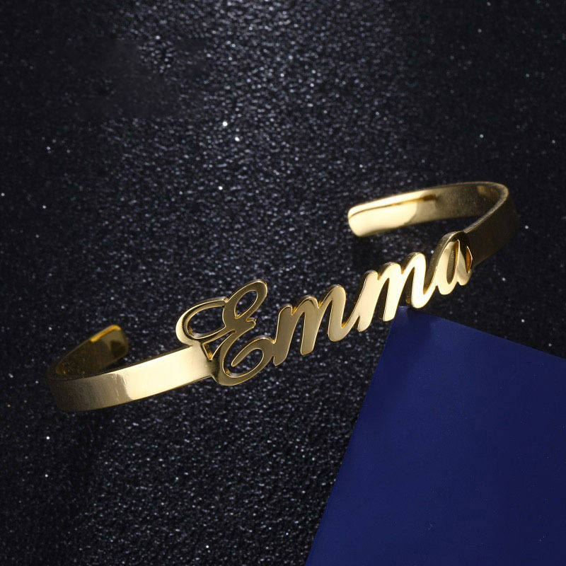 New Innovation 18K Gold Plated Stainless Steel Custom Cuff Bangle Bracelet for Women Girls