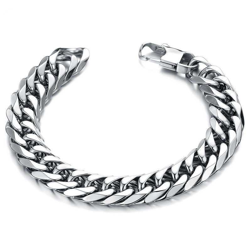 Hip Hop 8MM 10MM 12MM 14MM Cuban Chain Link Bracelet Stainless Steel for Men