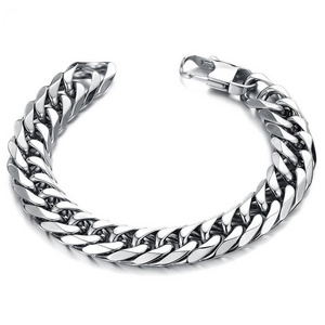 Hip Hop 8MM 10MM 12MM 14MM Cuban Chain Link Bracelet Stainless Steel for Men