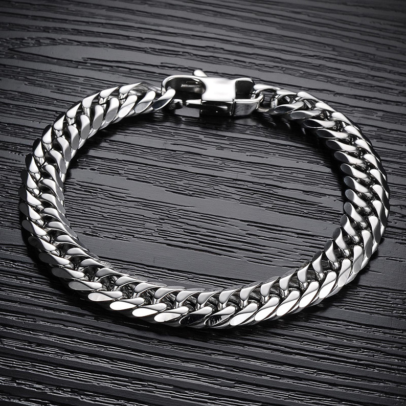 Hip Hop 8MM 10MM 12MM 14MM Cuban Chain Link Bracelet Stainless Steel for Men