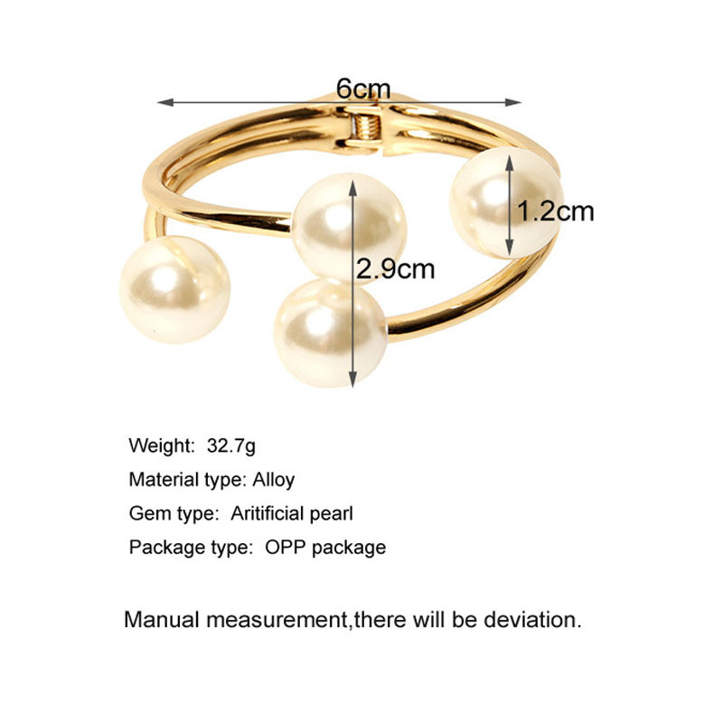 Fashion Jewelry Big Gold Pearl Clasp Open Cuff Bangle Bracelet for Women Mom