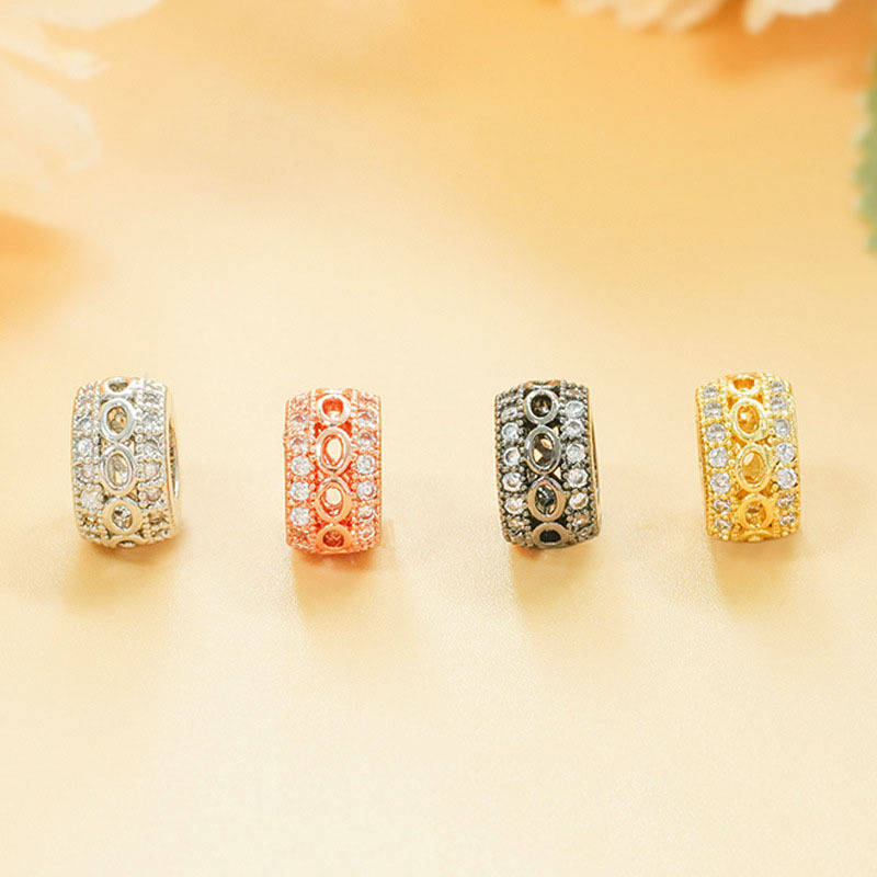 Fashion jewelry hollow cz gemstone spacer beads bracelets for jewelry making