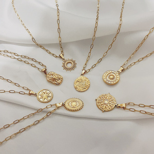 Hot Sale 18K Gold Plated Stainless Steel Star Sun Flower Necklace for Women Men