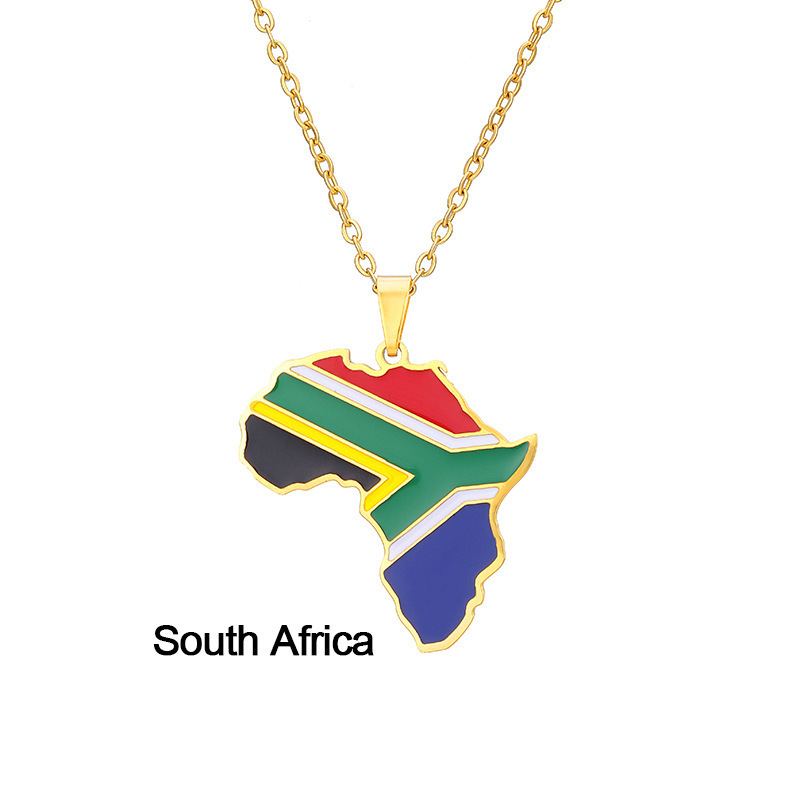 Simple Stainless Steel Dripping Oil Country South African Map Pendant Necklace Jewelry African Gold Necklace